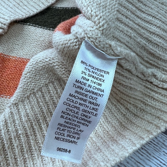 St John's Bay Sweater Knit Multicolor Striped Mock Neck Faux Button Back 💗 - Picture 5 of 7